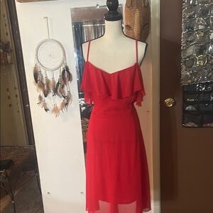 Elegant Red Ruffle Dress